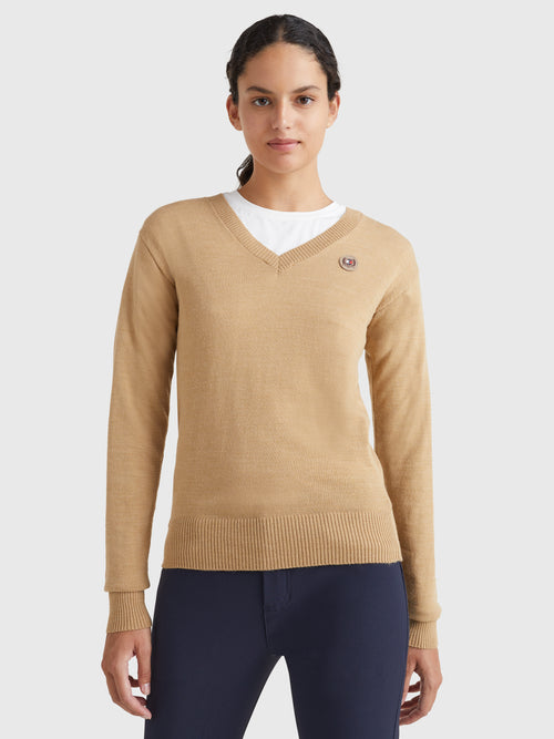 women-v-neck-pullover-light-beige