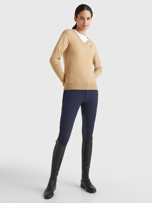 women-v-neck-pullover-light-beige