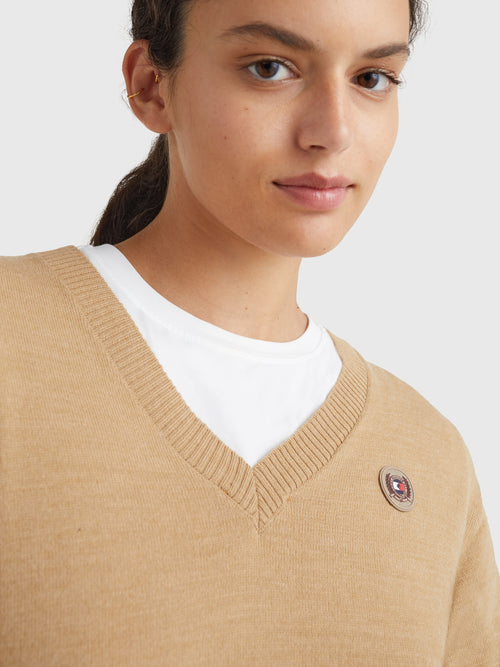 women-v-neck-pullover-light-beige